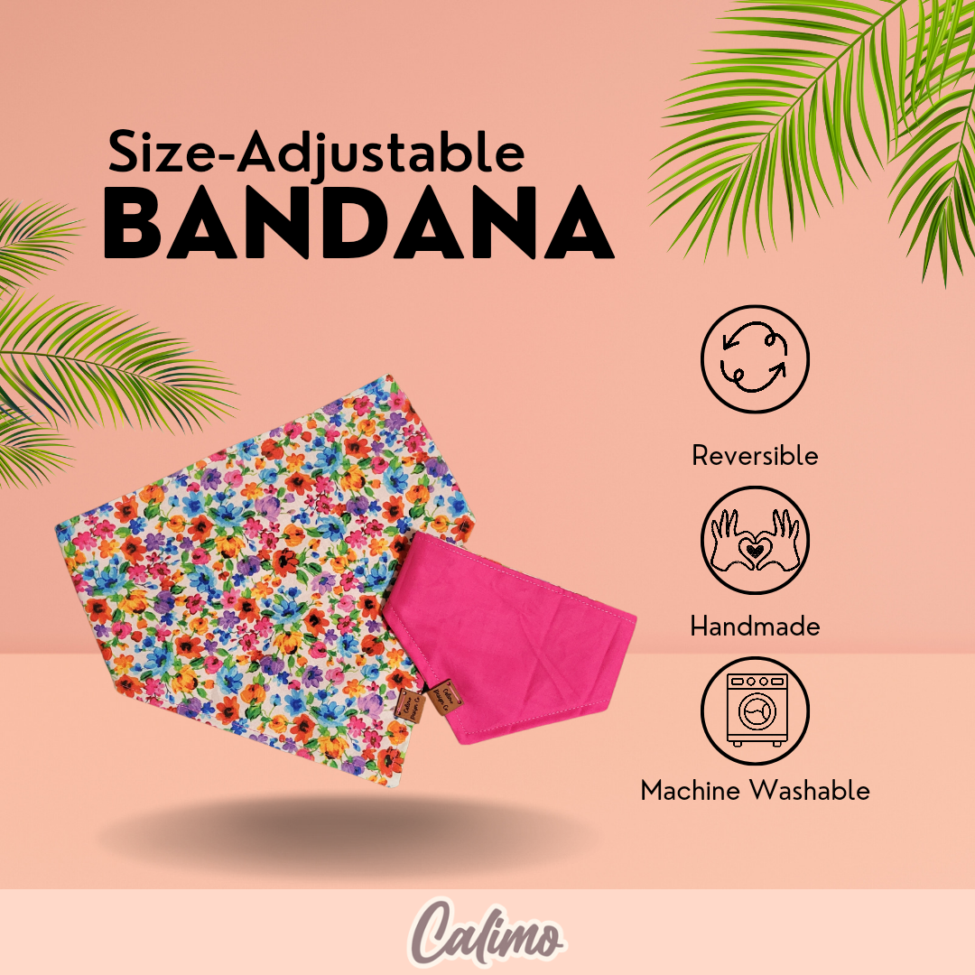Bright Pink Floral Snap-On Pet Bandana