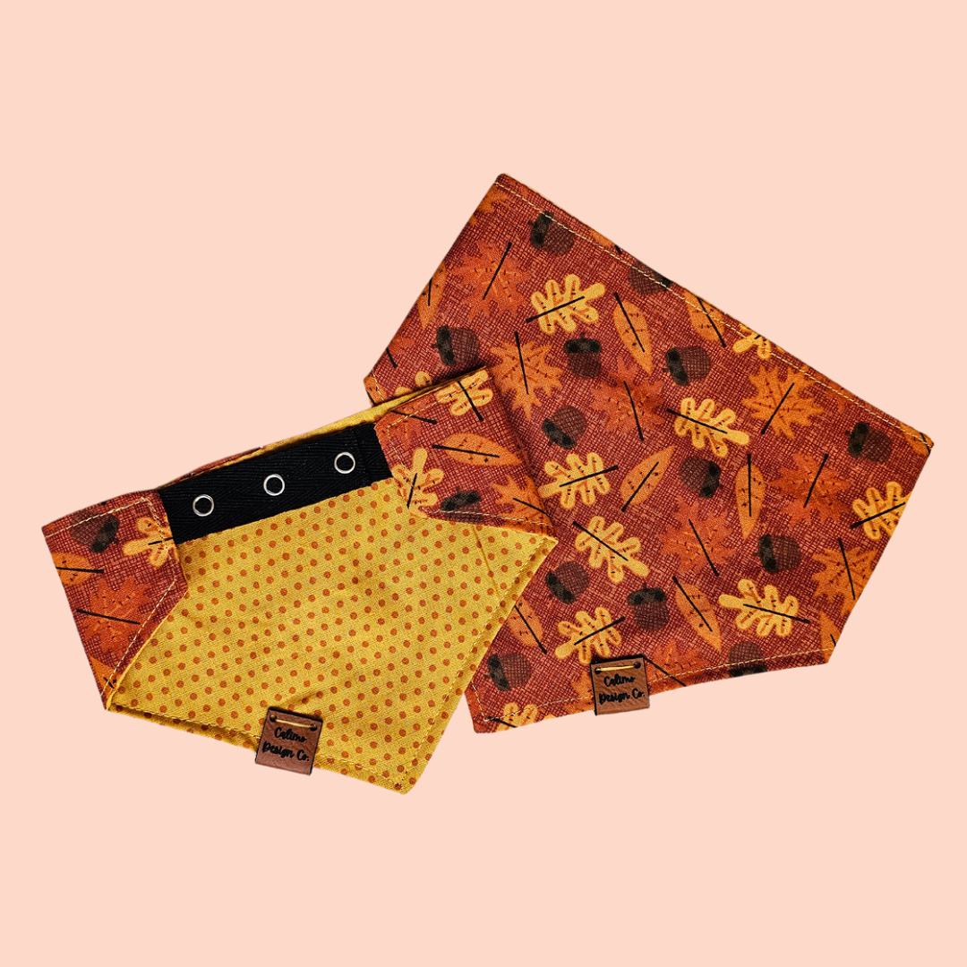 Leaves & Acorns Snap-On Pet Bandana