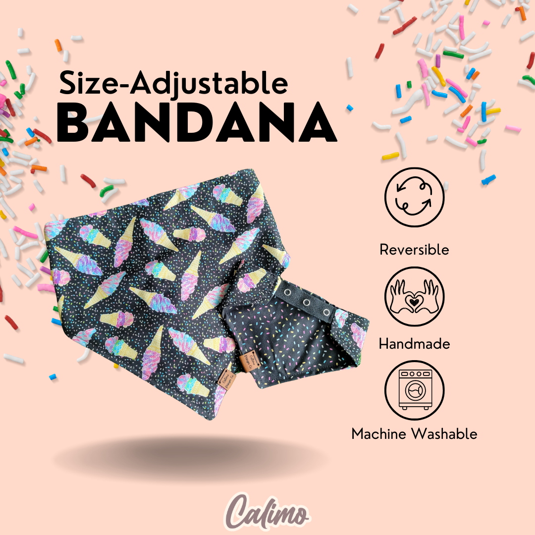 Ice Cream & Sprinkles Snap On Pet Bandana
