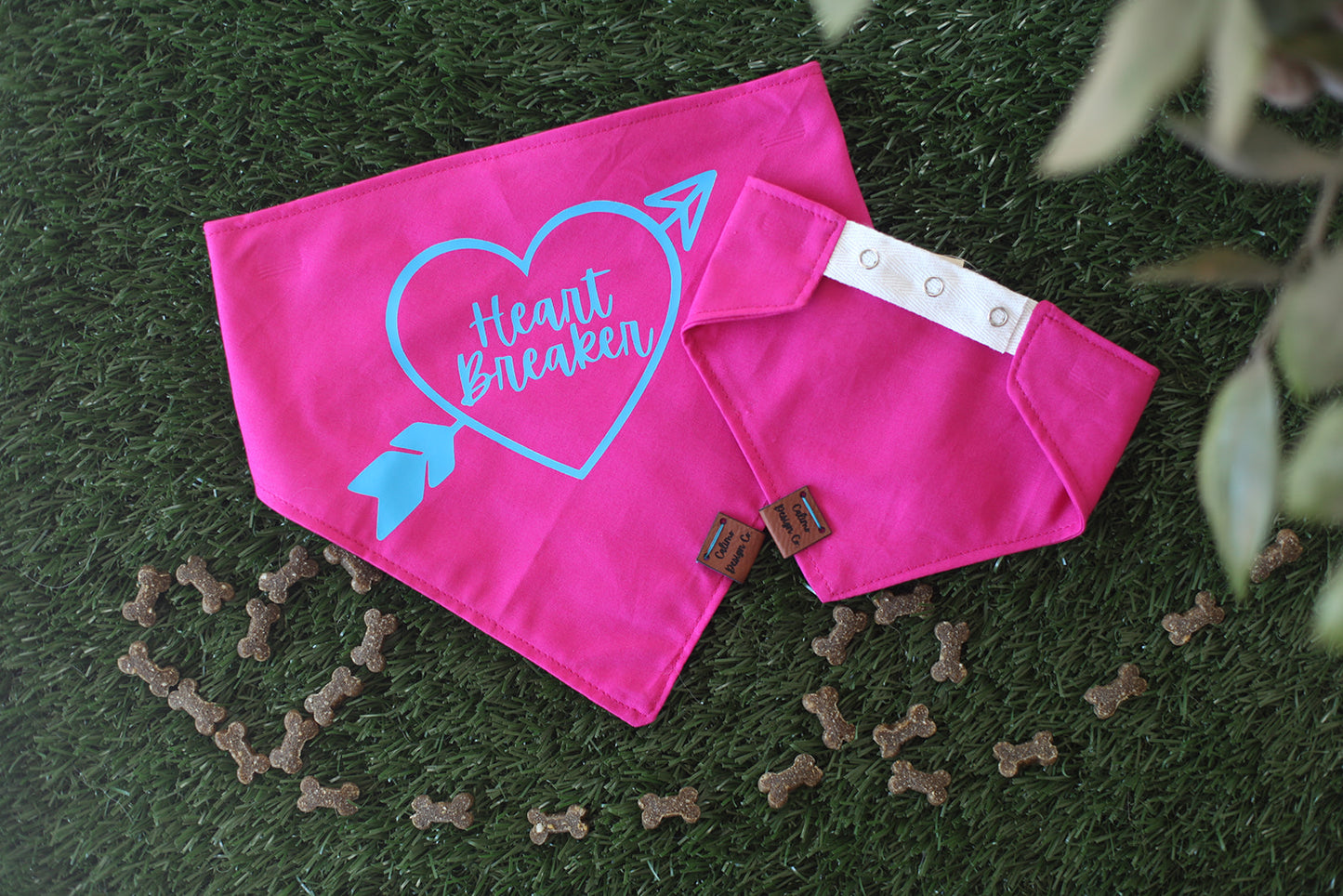 Pink Heart Breaker Snap On Pet Bandana