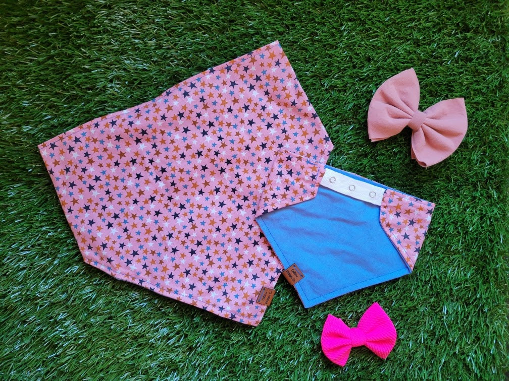 Stars on Pink Snap On Pet Bandana
